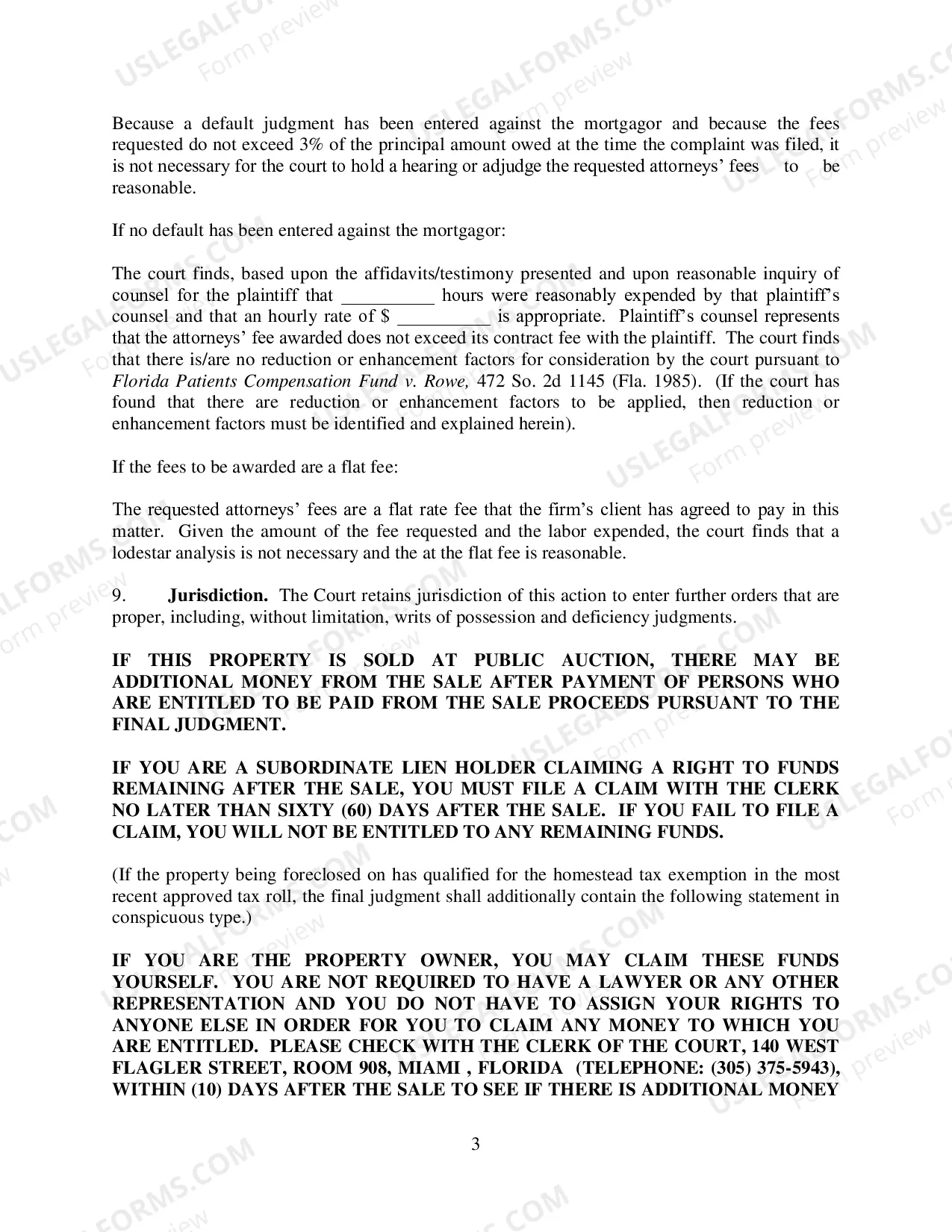 Preview Final Judgment of Foreclosure