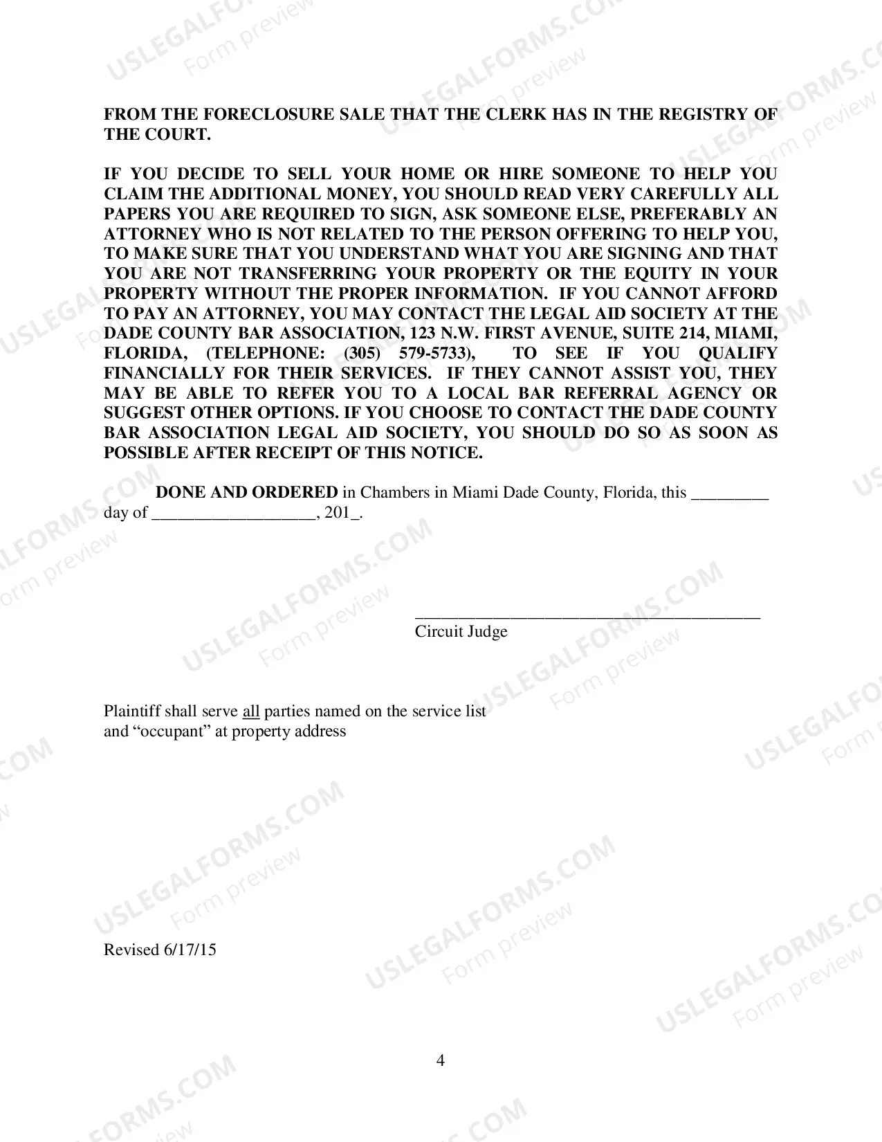 Preview Final Judgment of Foreclosure