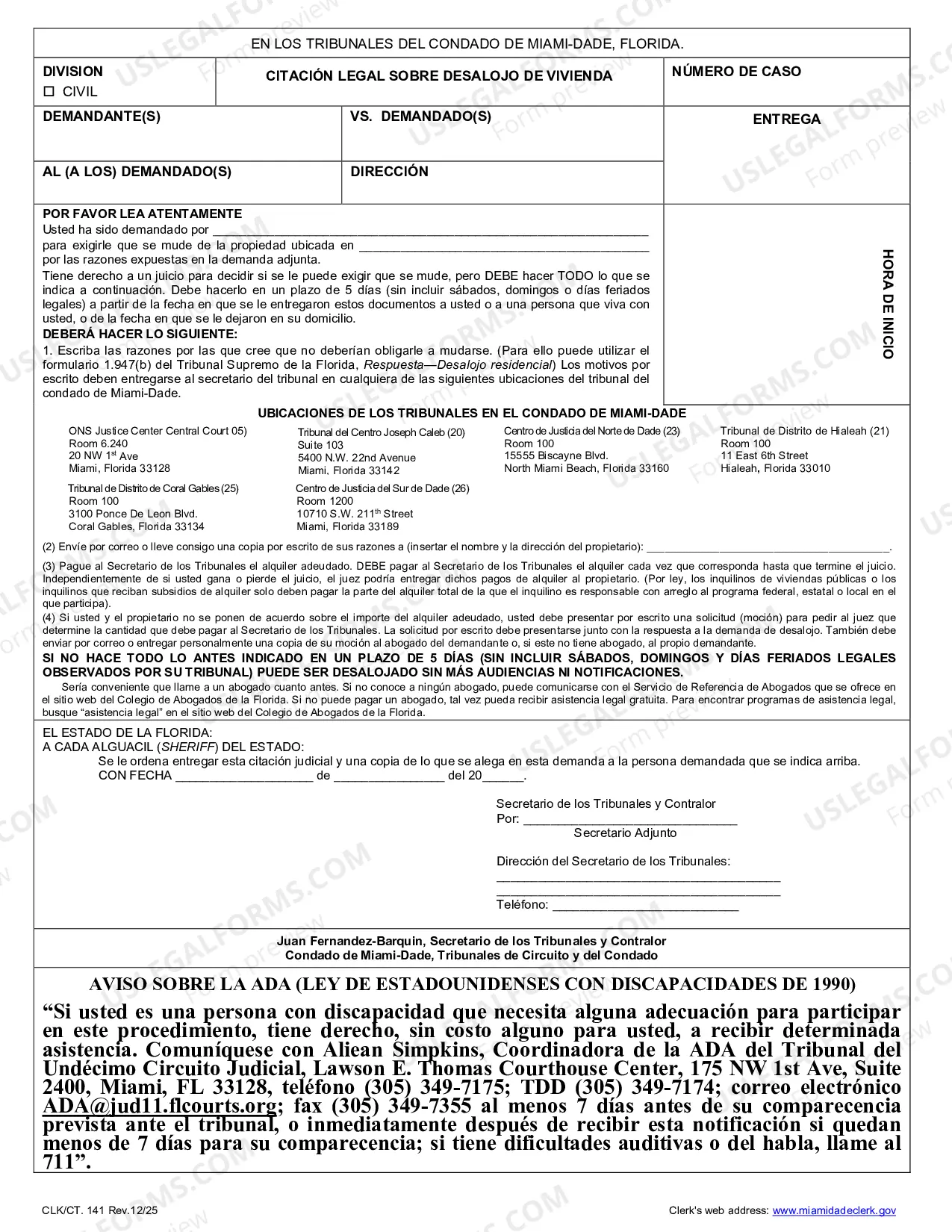 Preview Residential Eviction Summons