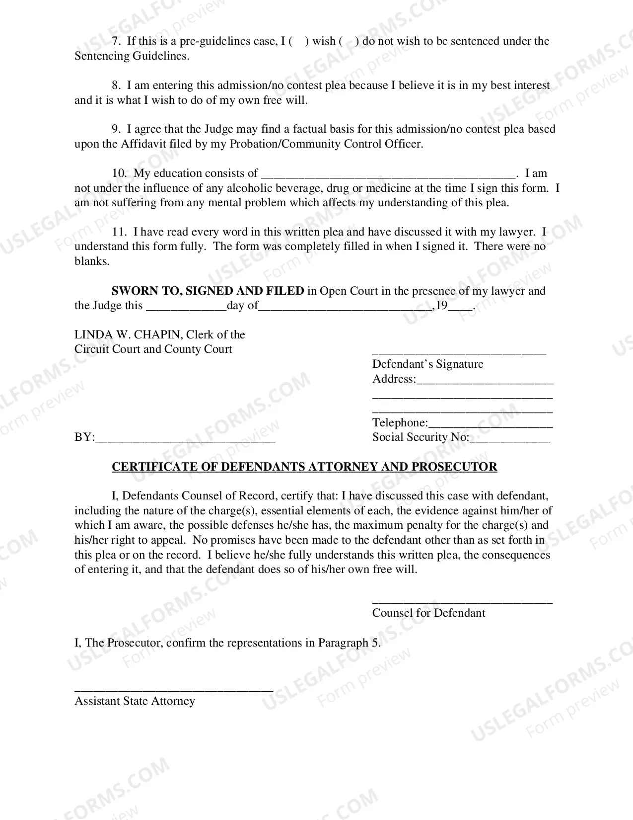 Preview Violation of Probation Community Control Plea