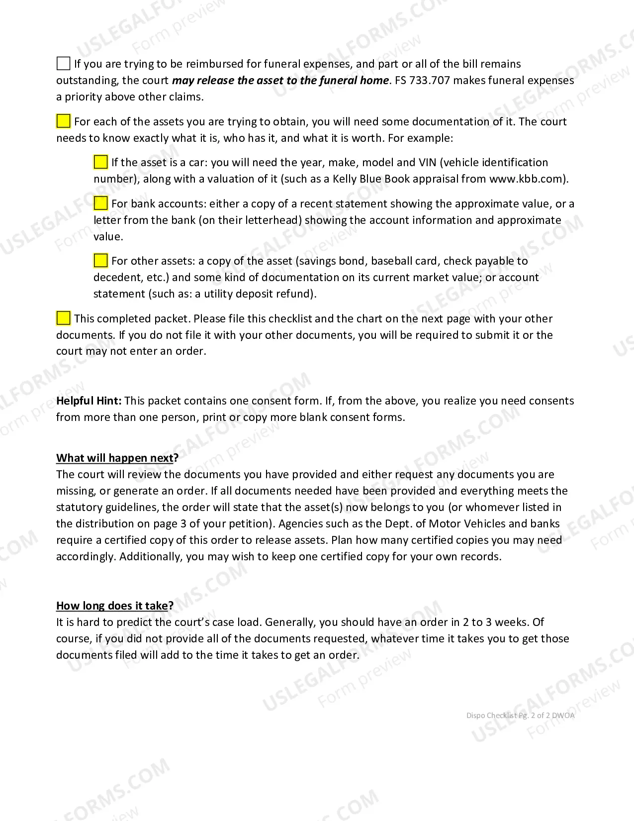 Preview Disposition of Personal Property Without Administration