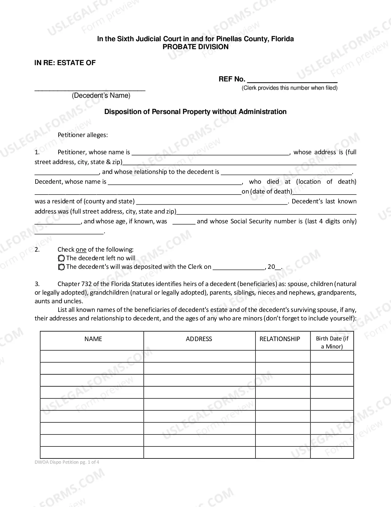 Preview Disposition of Personal Property Without Administration