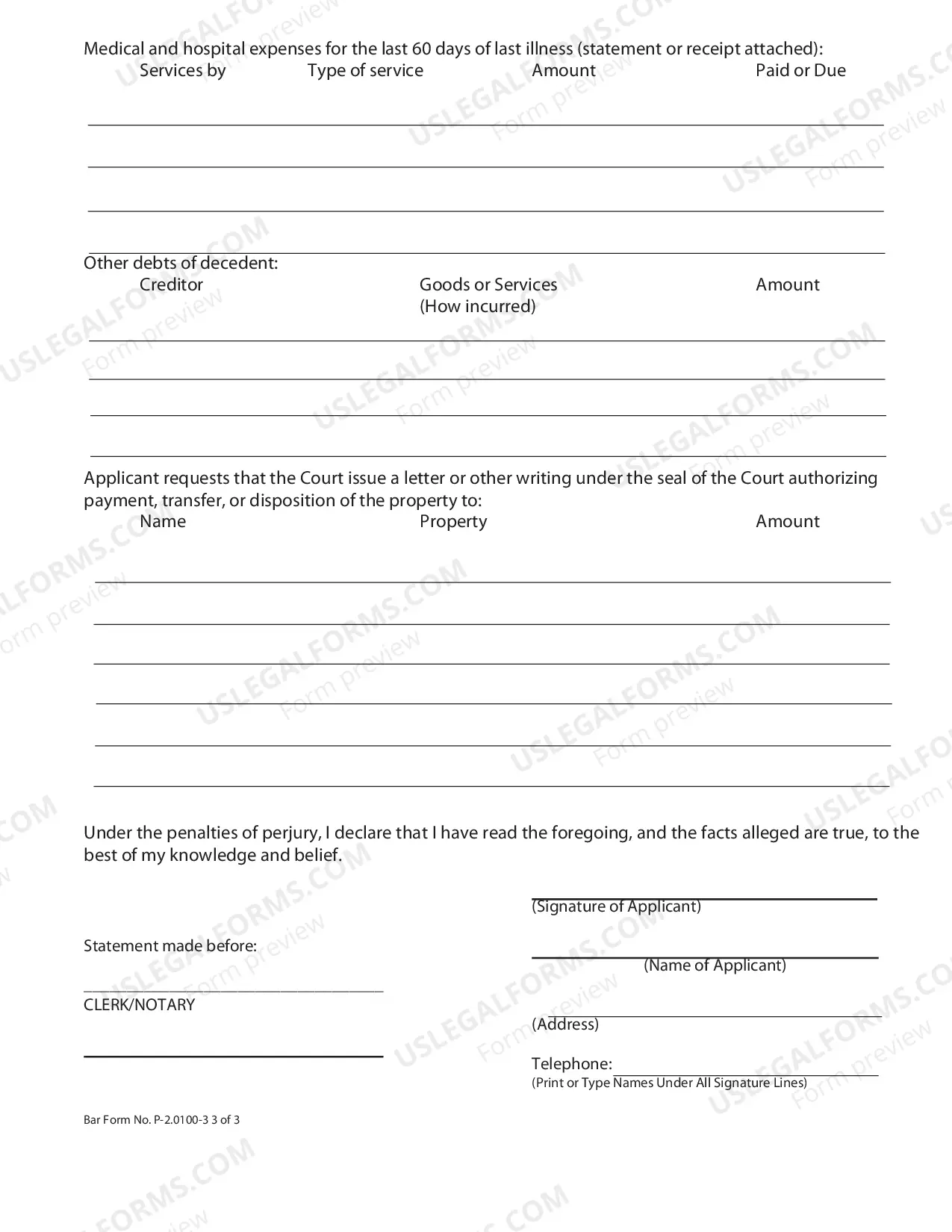 Preview Disposition of Personal Property Without Administration Verified Statement
