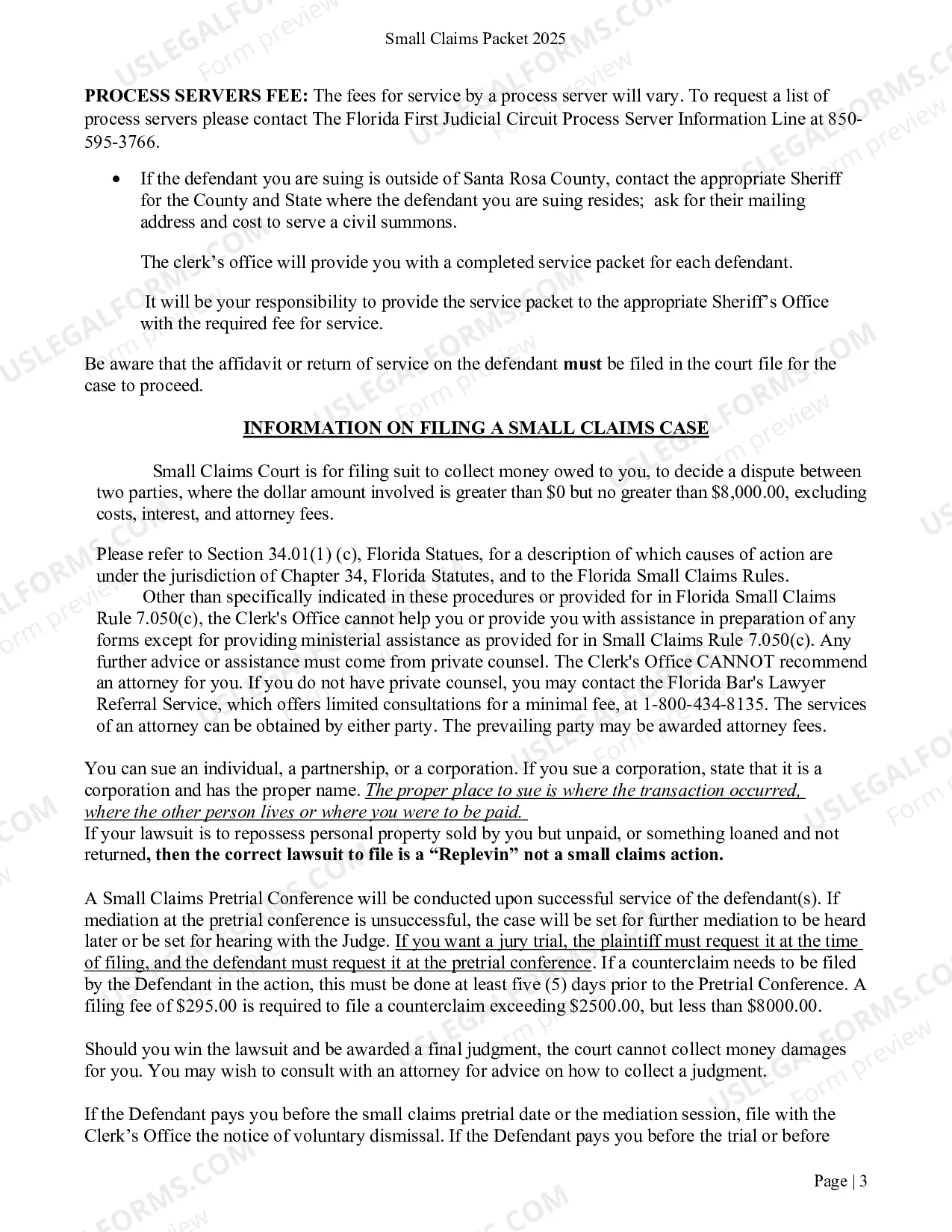 Preview Small Claims Forms and Instructions Packet