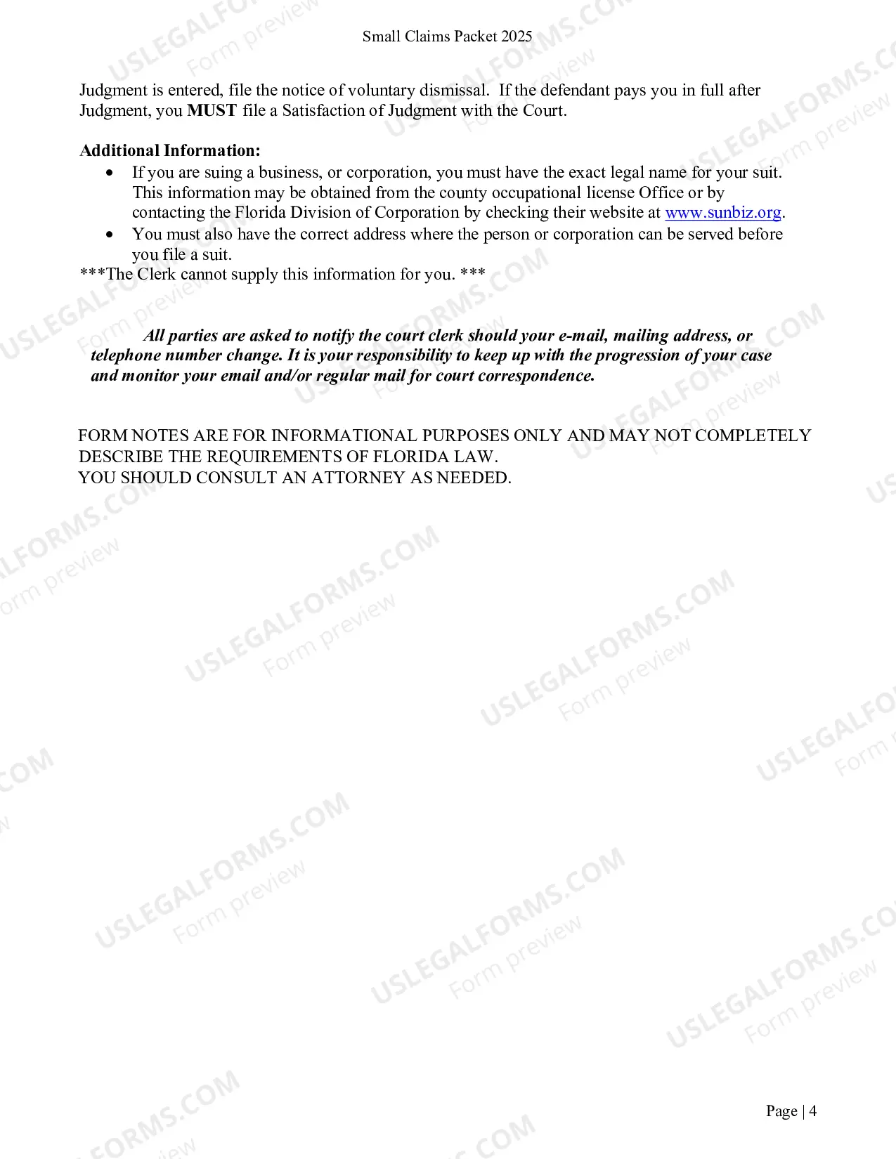 Preview Small Claims Forms and Instructions Packet