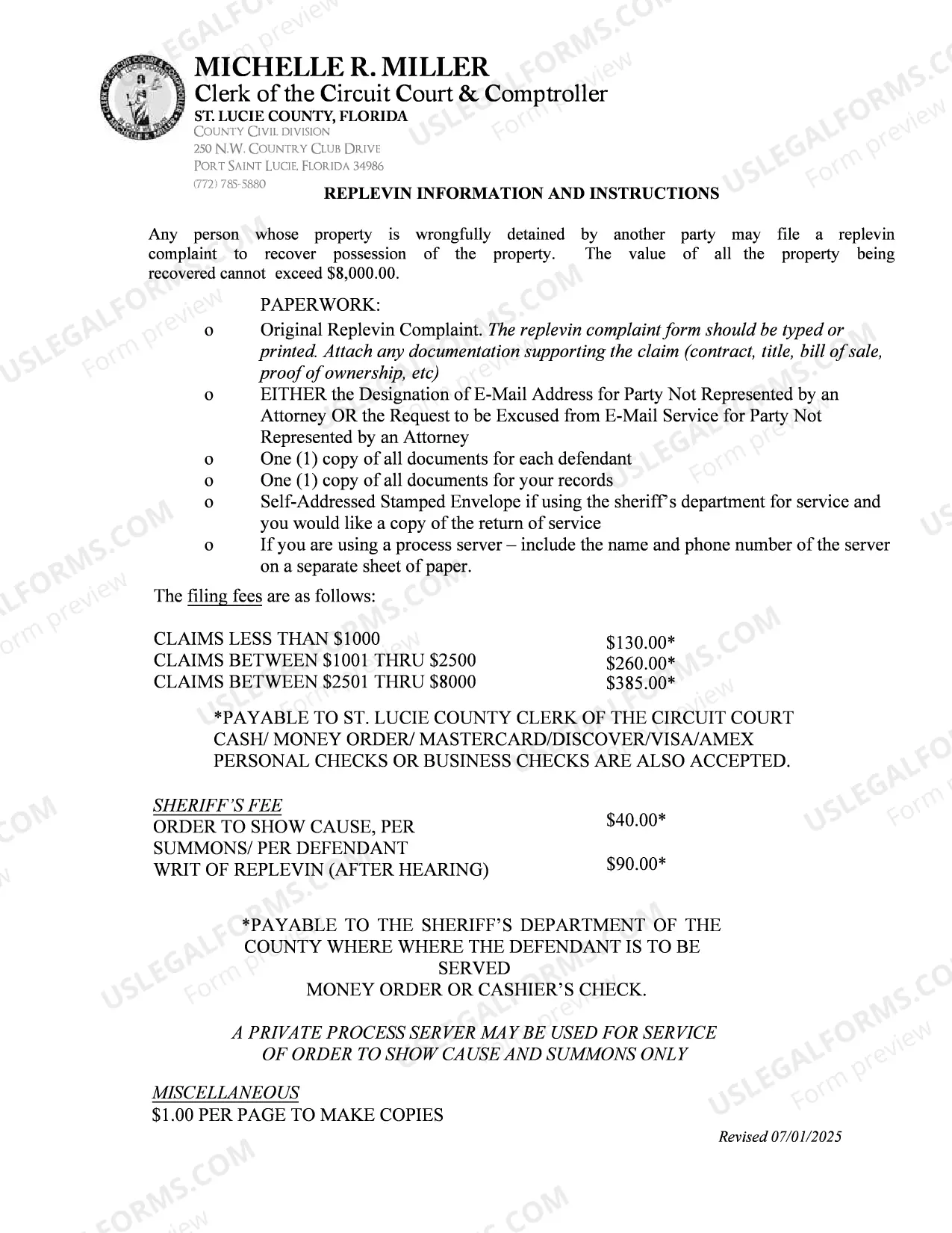 Preview Replevin Complaint