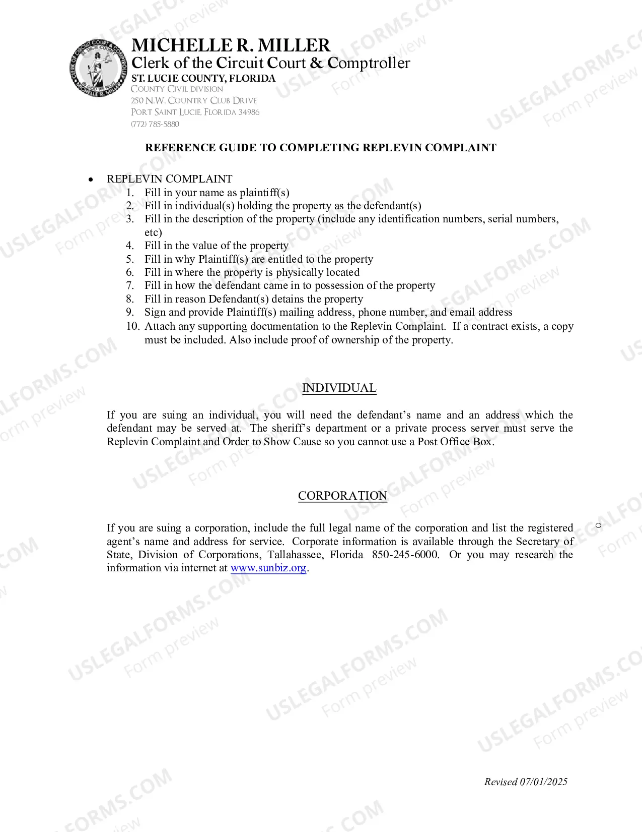 Preview Replevin Complaint