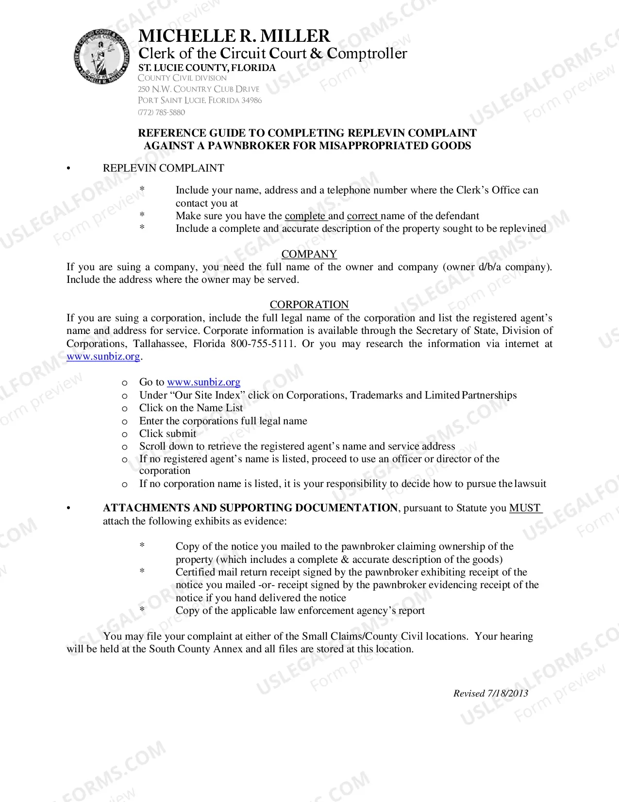 Preview Statement of Claim For Return Of Property (Replevin-Pawnbroker)