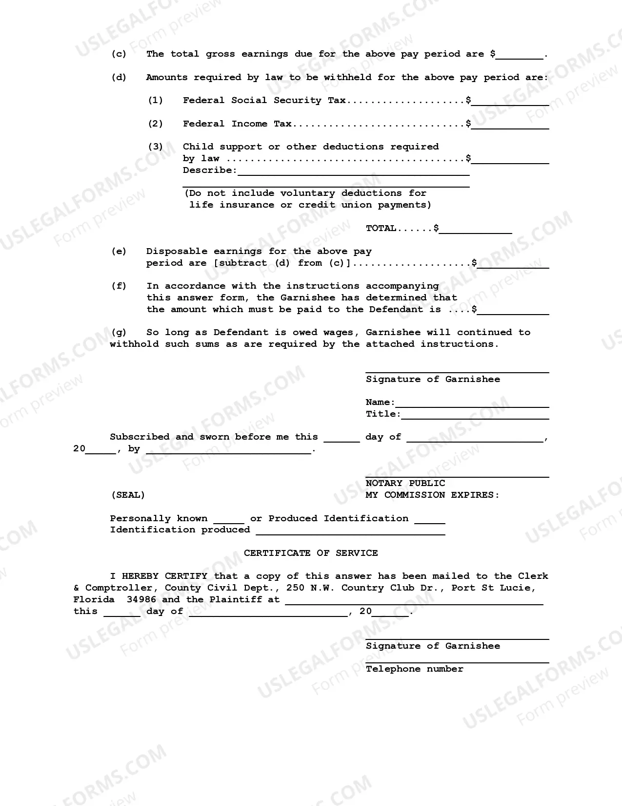 Preview Answer of Garnishee