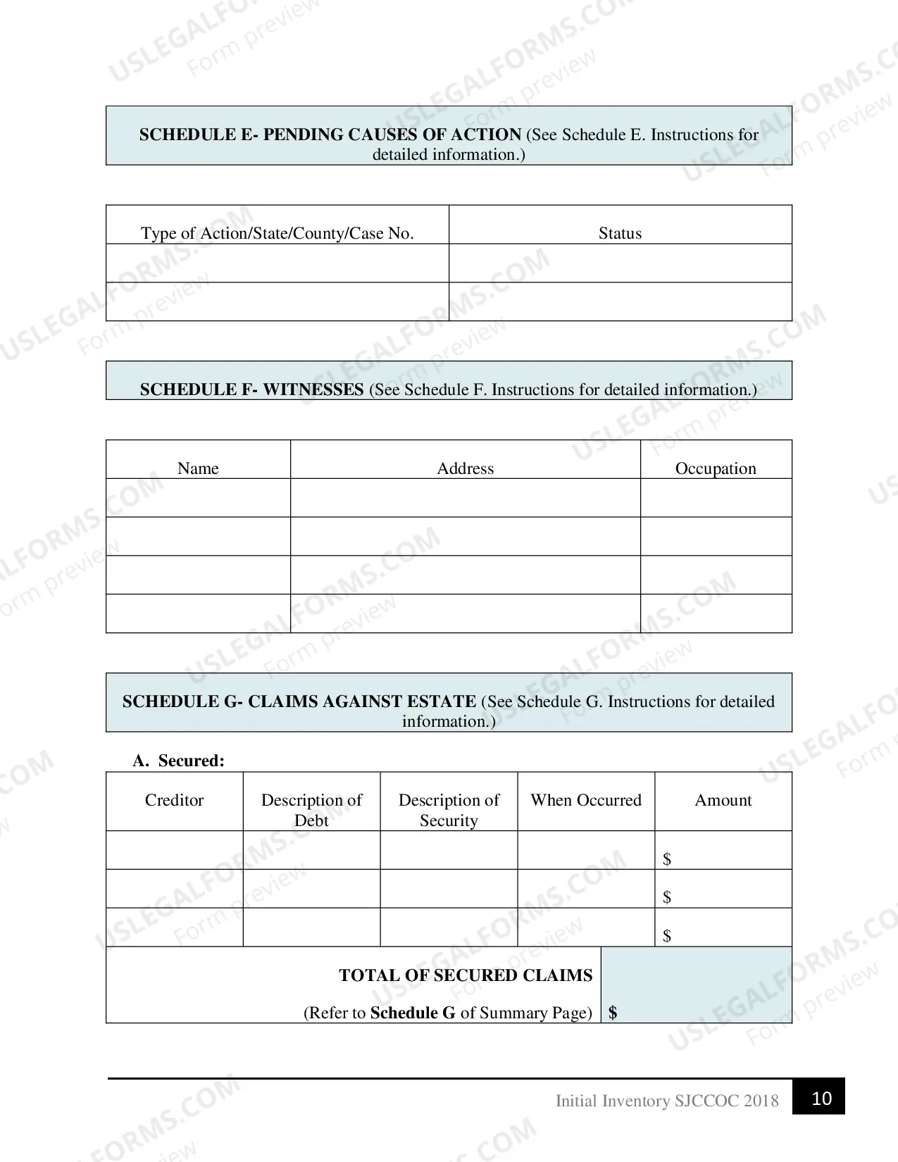 Preview Initial Verified Inventory (Guardianship)