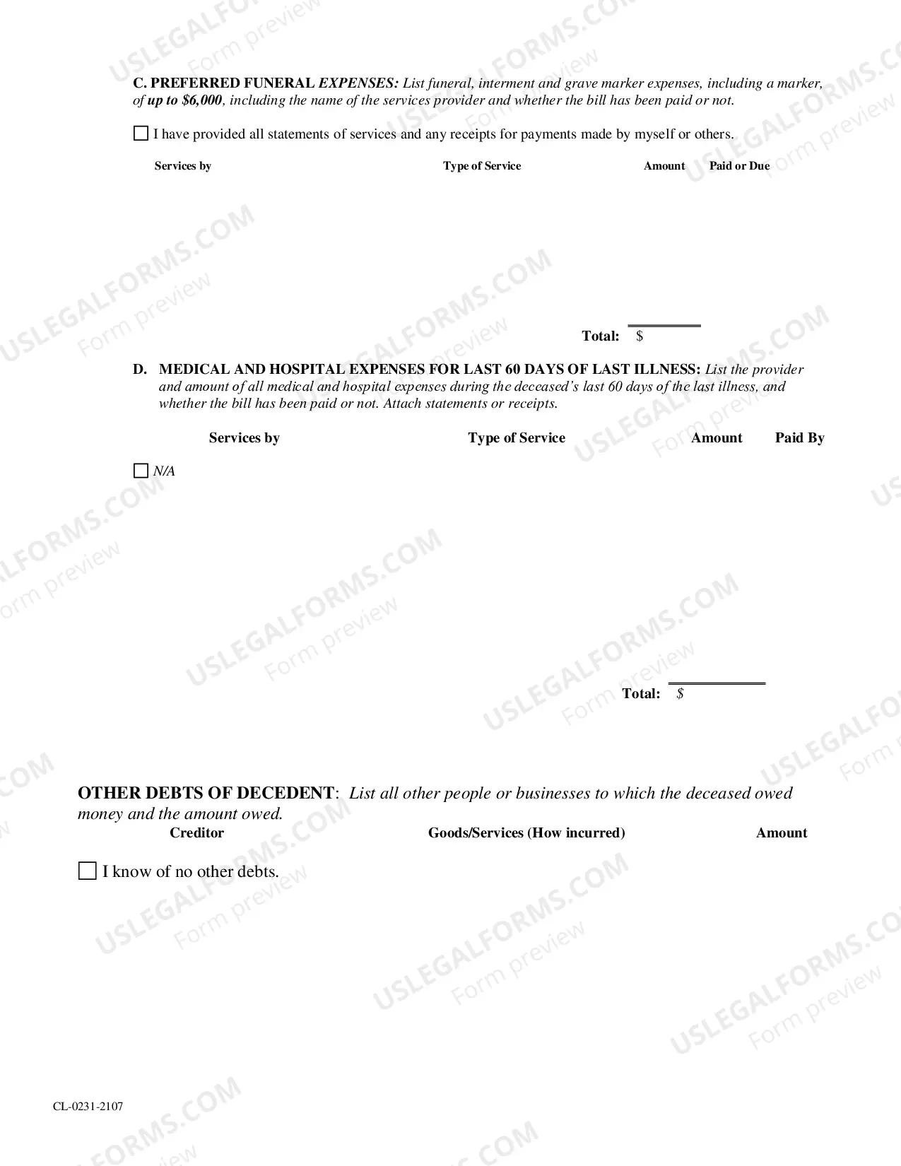 Preview Application For Disposition of Personal Property Without Administration