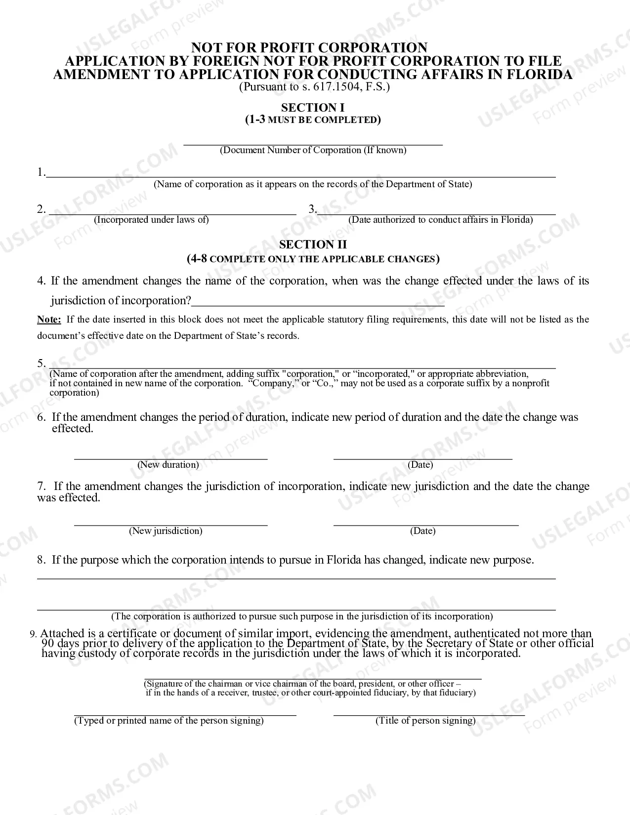 Preview Application By Foreign Corporation For Authorization To File Amendment To Application For Authorization