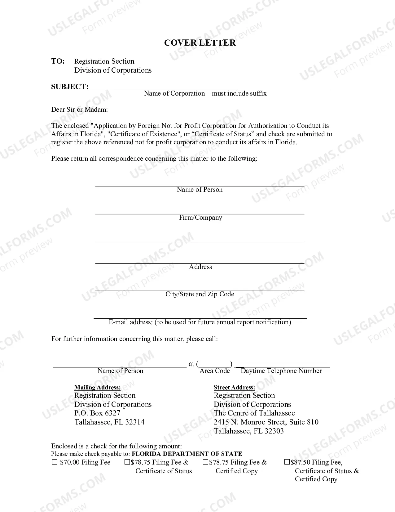 Preview Application By Foreign Not For Profit Corporation For Authorization To Conduct Its Affairs In Florida