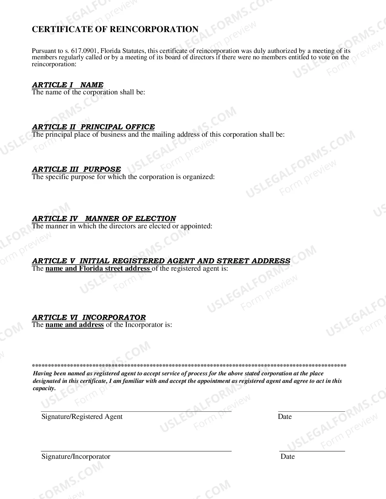 Preview Application For Reinstatement And Reincorporation of Legislatively Or Judicially Chartered Not For Profit Corporation
