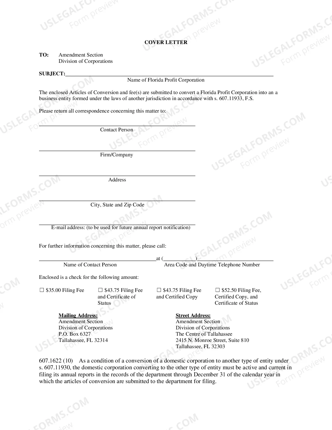 Preview Certificate of Conversion (Florida Profit Corporation Into Other Business Entity