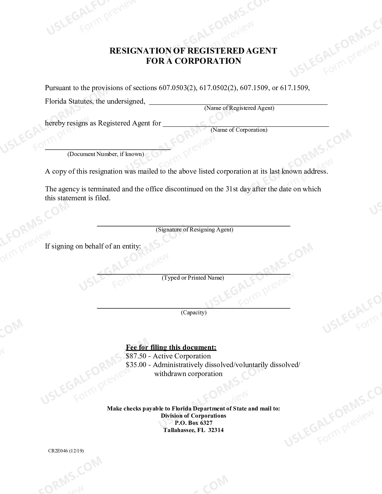 Preview Resignation of Registered Agent
