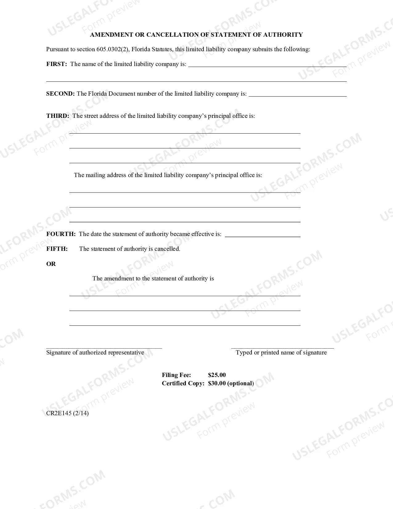 Preview Amendment of Cancellation Of Statement Of Authority