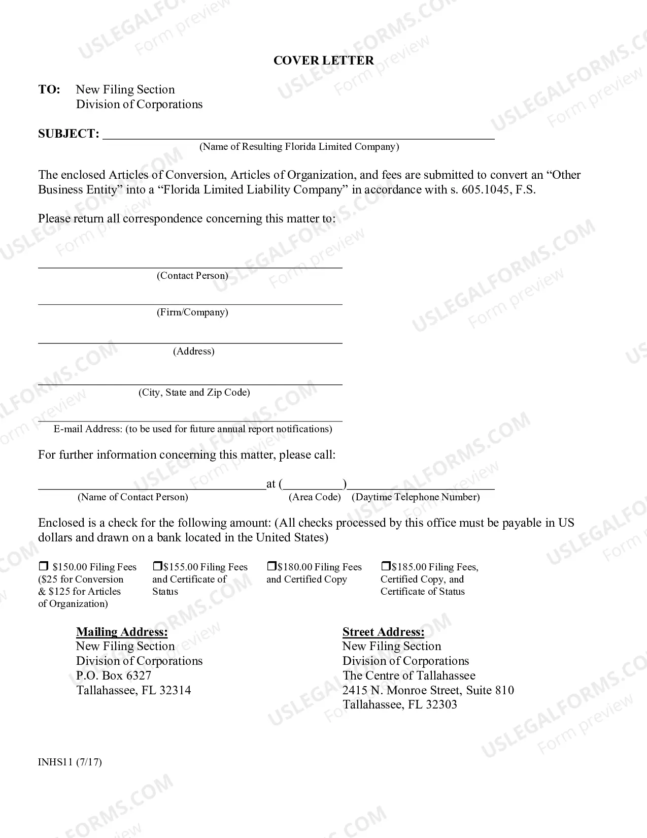 Preview Certificate of Conversion For Other Business Entity Into Florida LLC