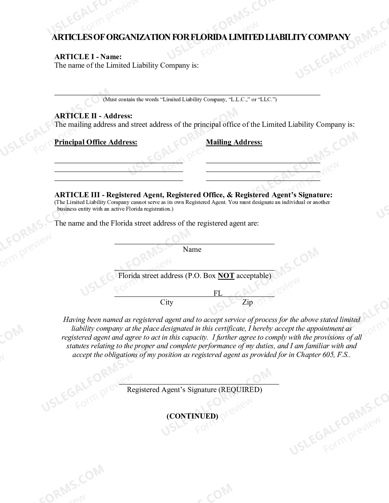 Preview Certificate of Conversion For Other Business Entity Into Florida LLC