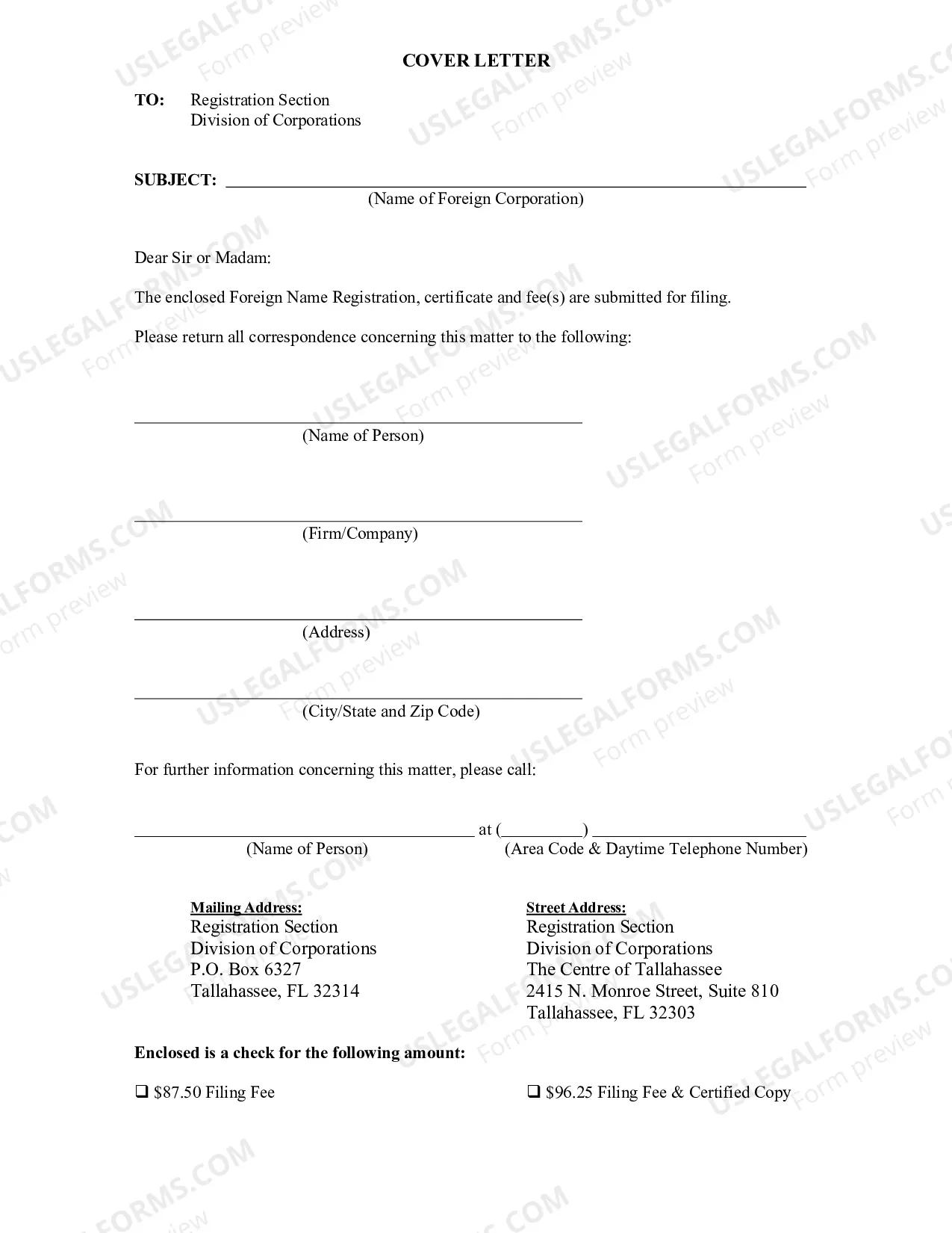 Preview Application For The Registration of A Foreign Corporate Name