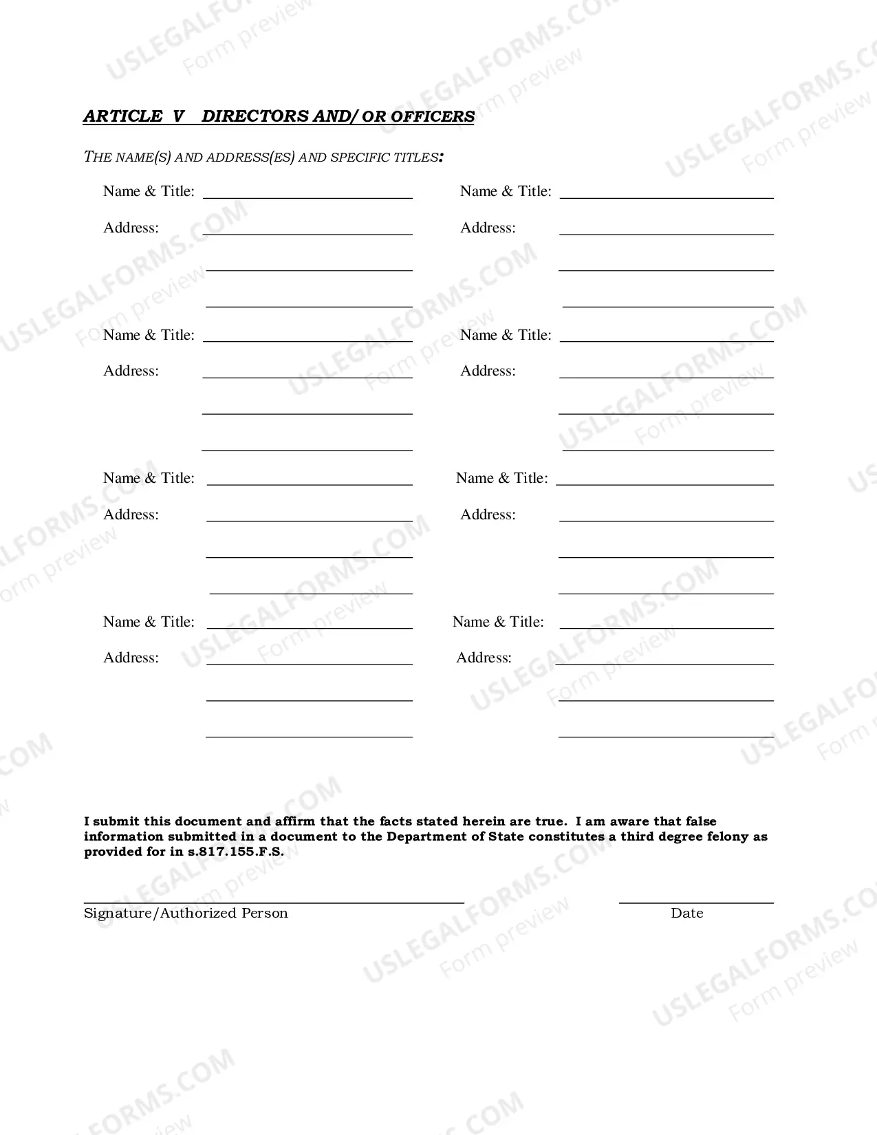 Preview Certificate of Domestication