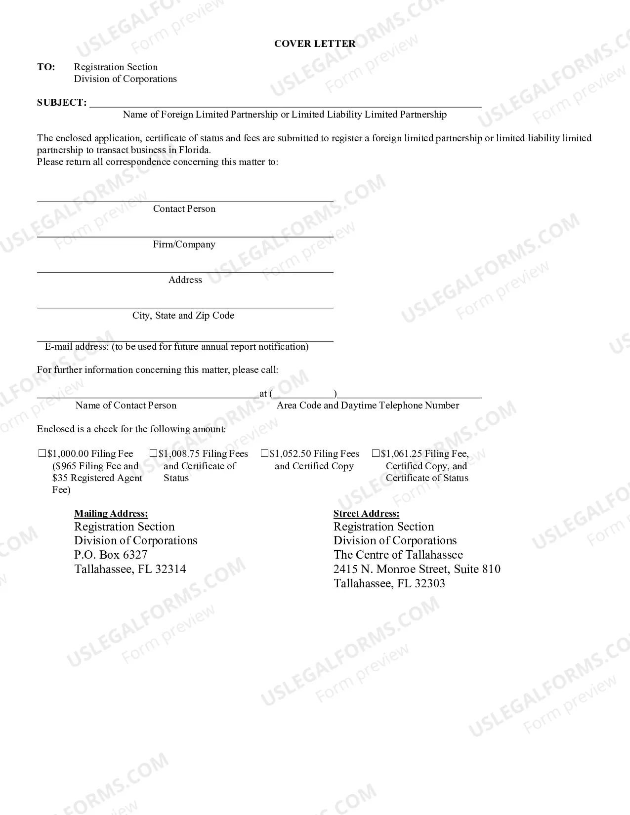 Preview Application By Foreign Limited Partnership For Authorization To Transact Business In Florida