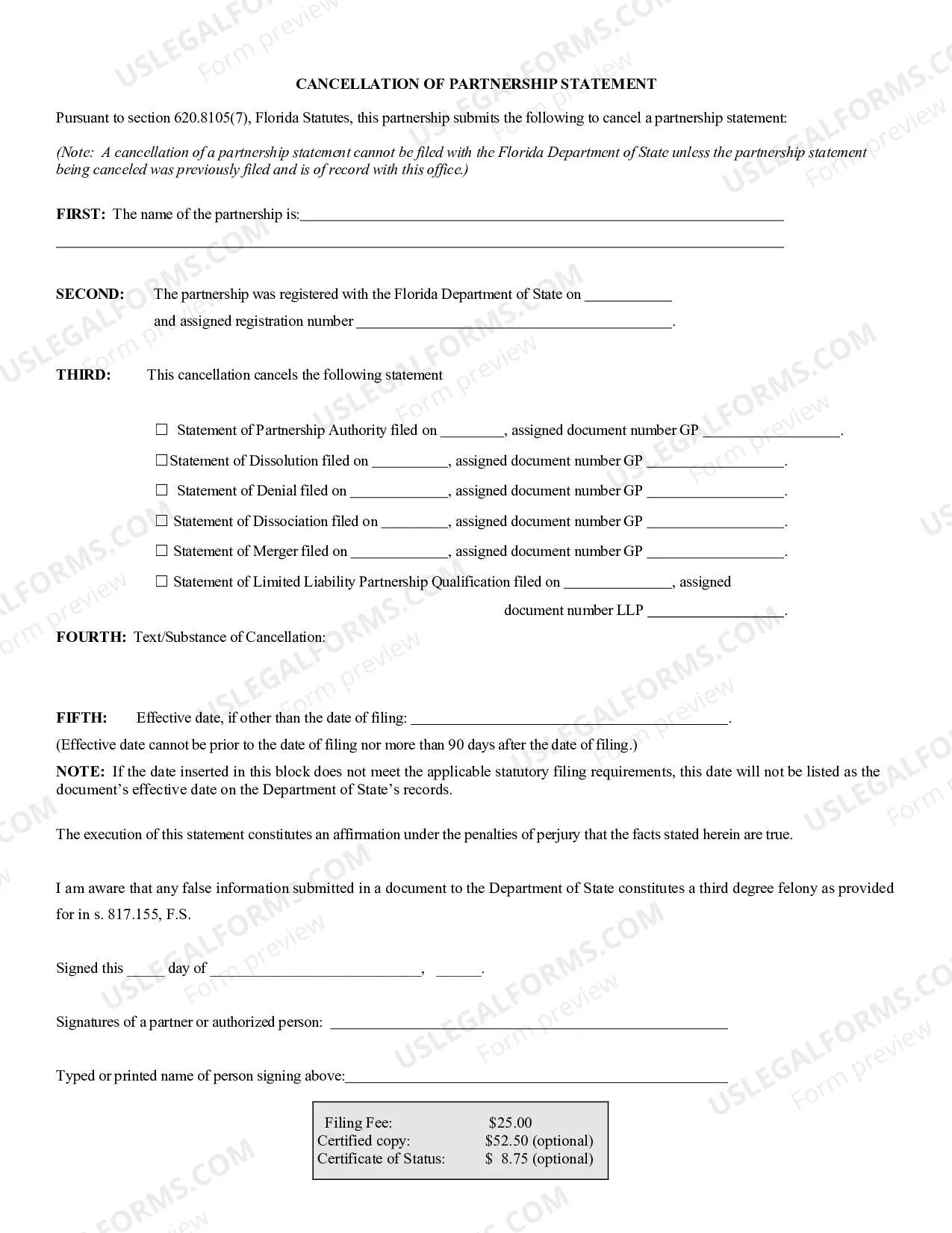Preview Cancellation of Partnership Registration