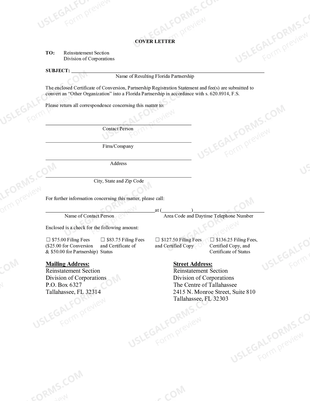Preview Certificate of Conversion For Other Organization Into Florida Partnership