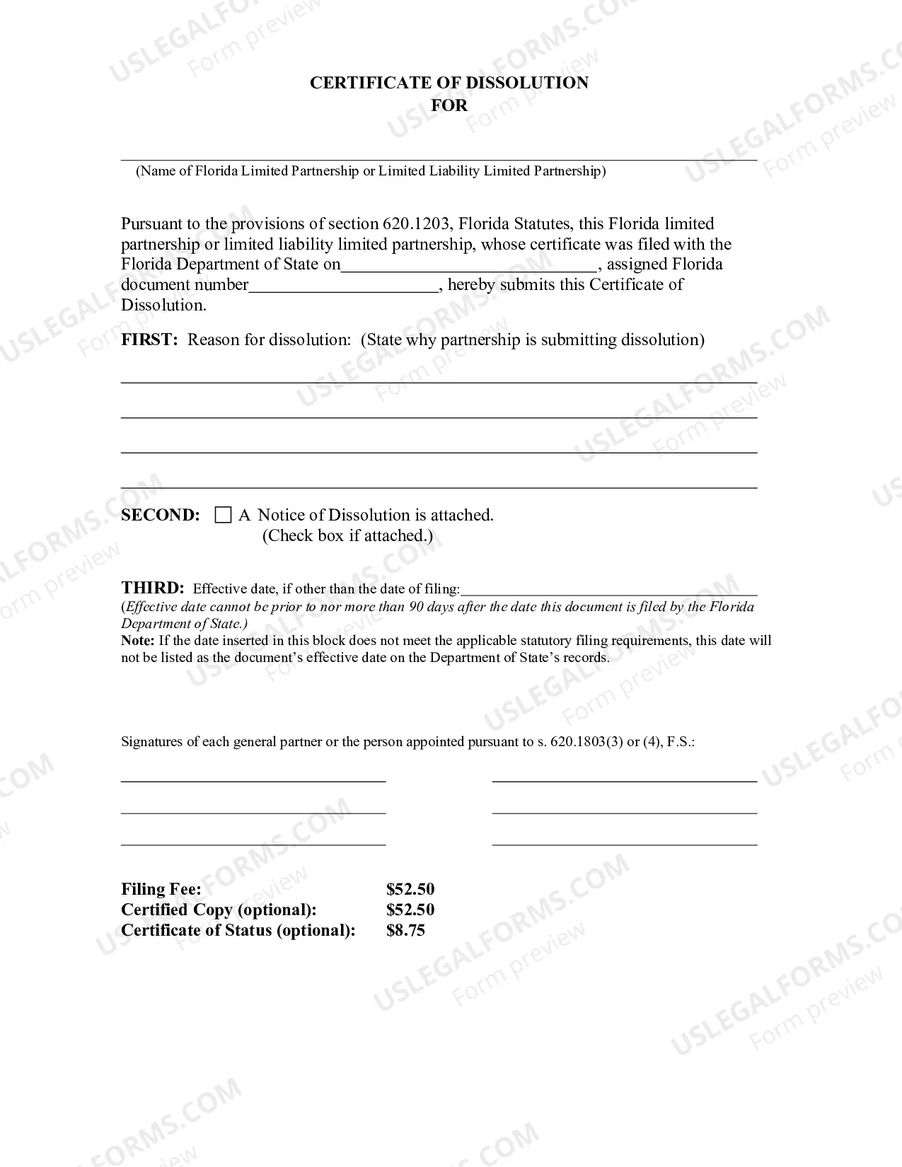 Preview Certificate of Dissolution Limited Partnership