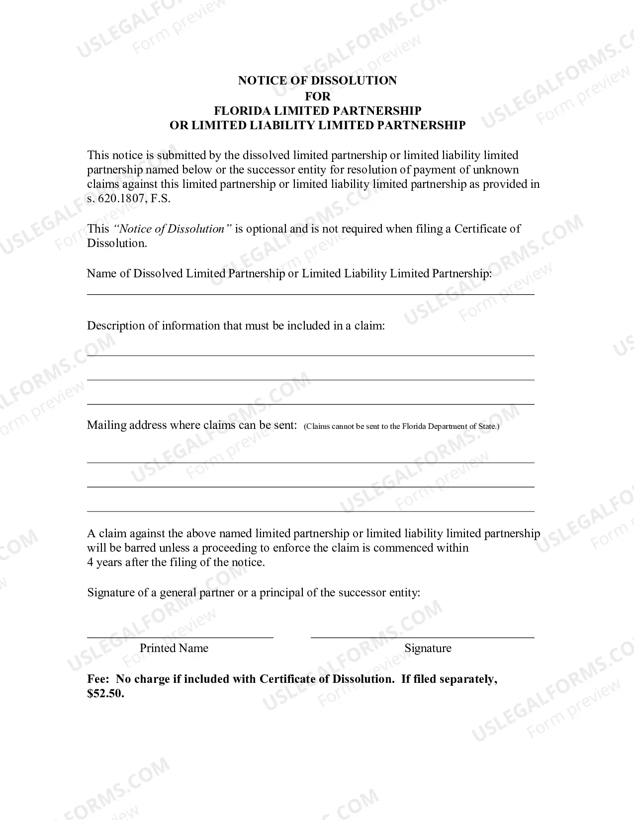 Preview Certificate of Dissolution Limited Partnership