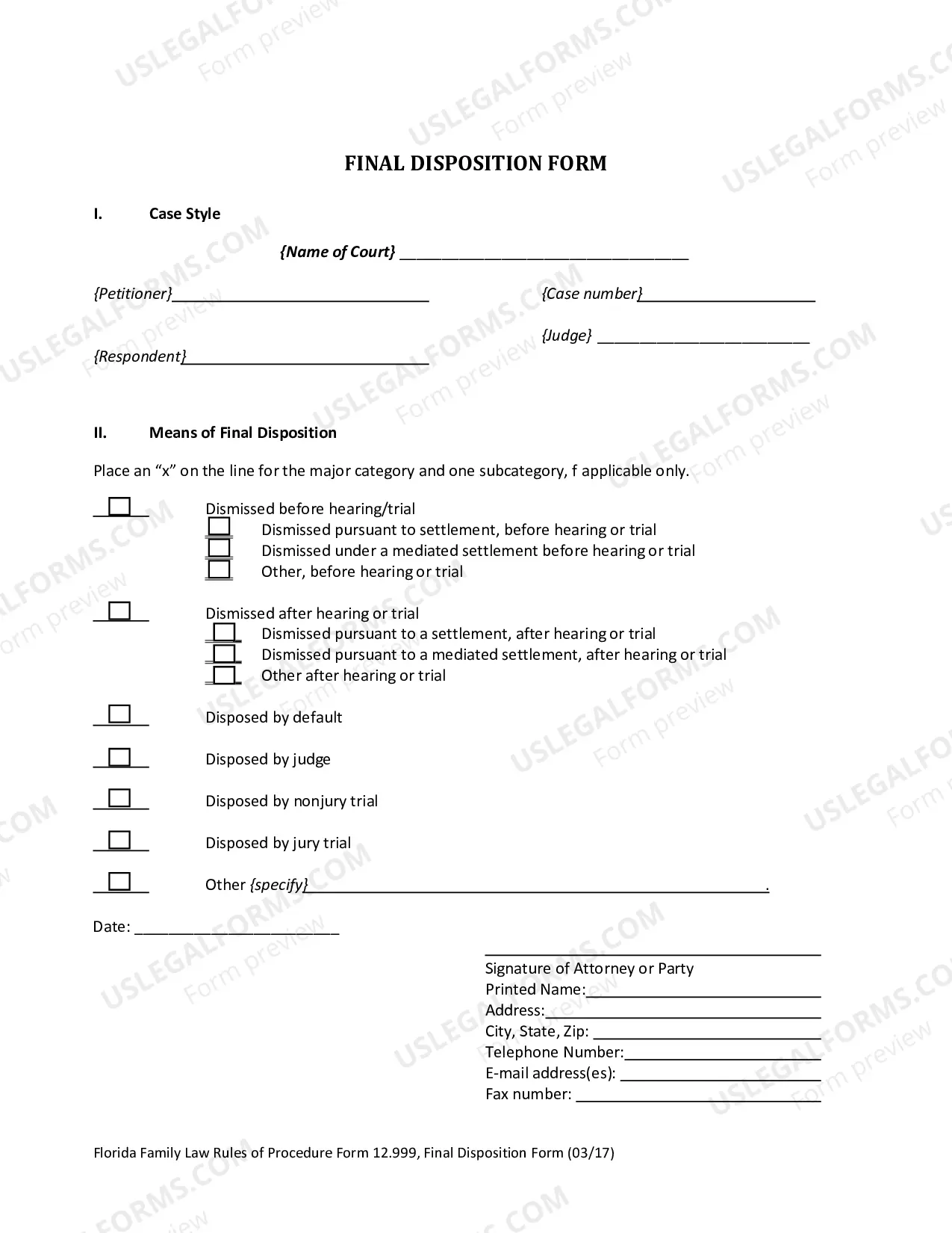 Preview Final Disposition Form