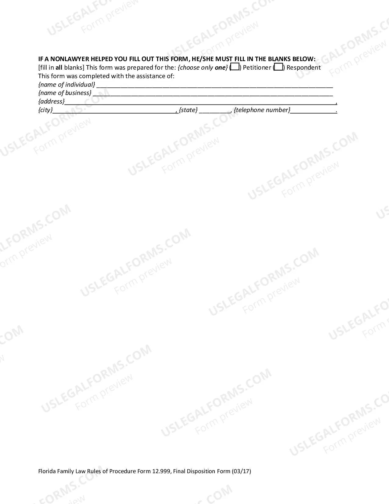 Preview Final Disposition Form