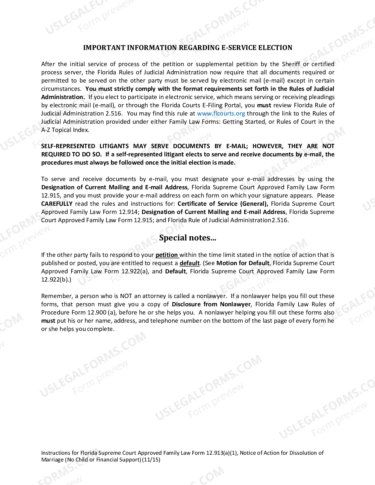 Preview Notice of Action Constructive Service No Property