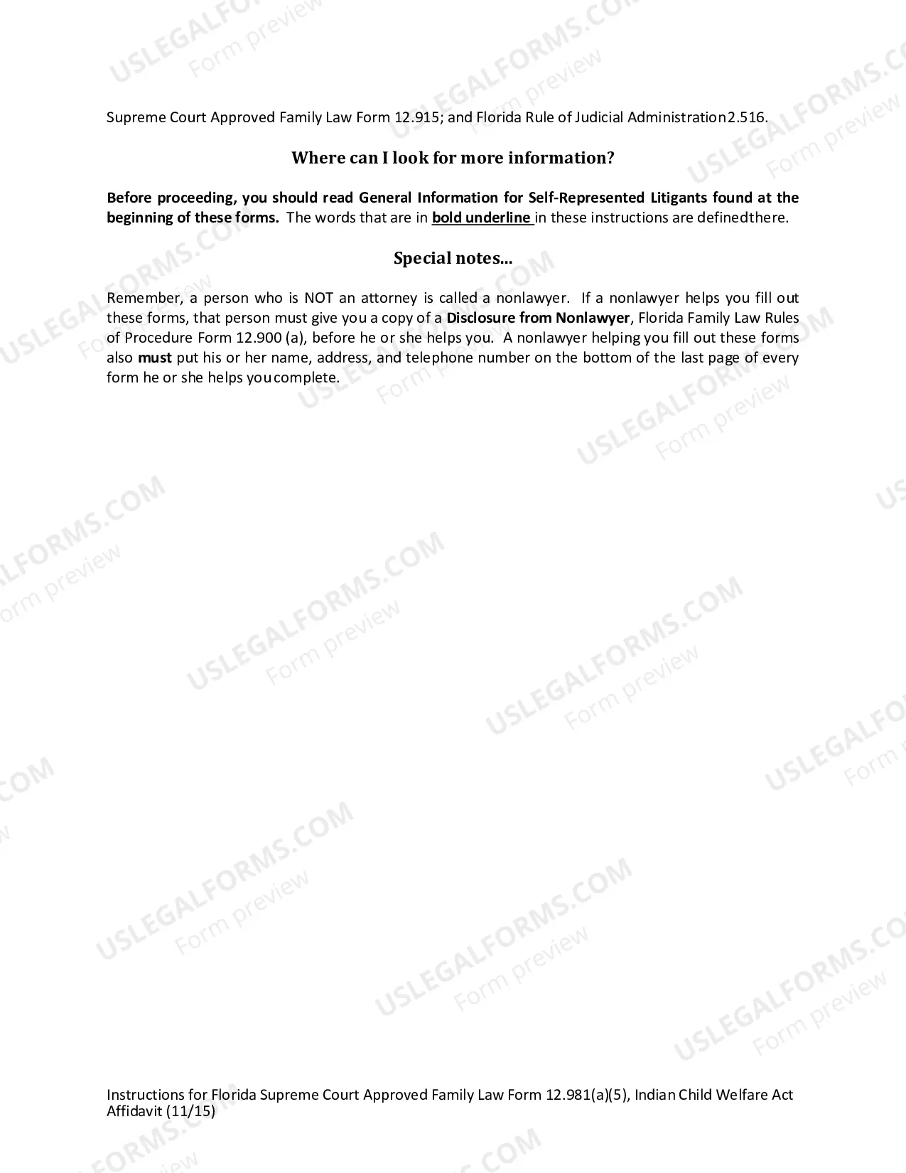 Preview Indian Child Welfare Act Affidavit