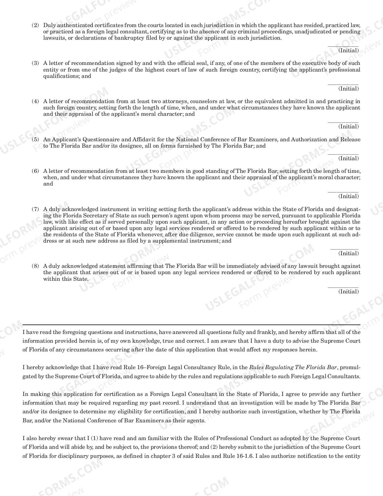 Preview Application For Certification As Foreign Legal Consultant (Packet)