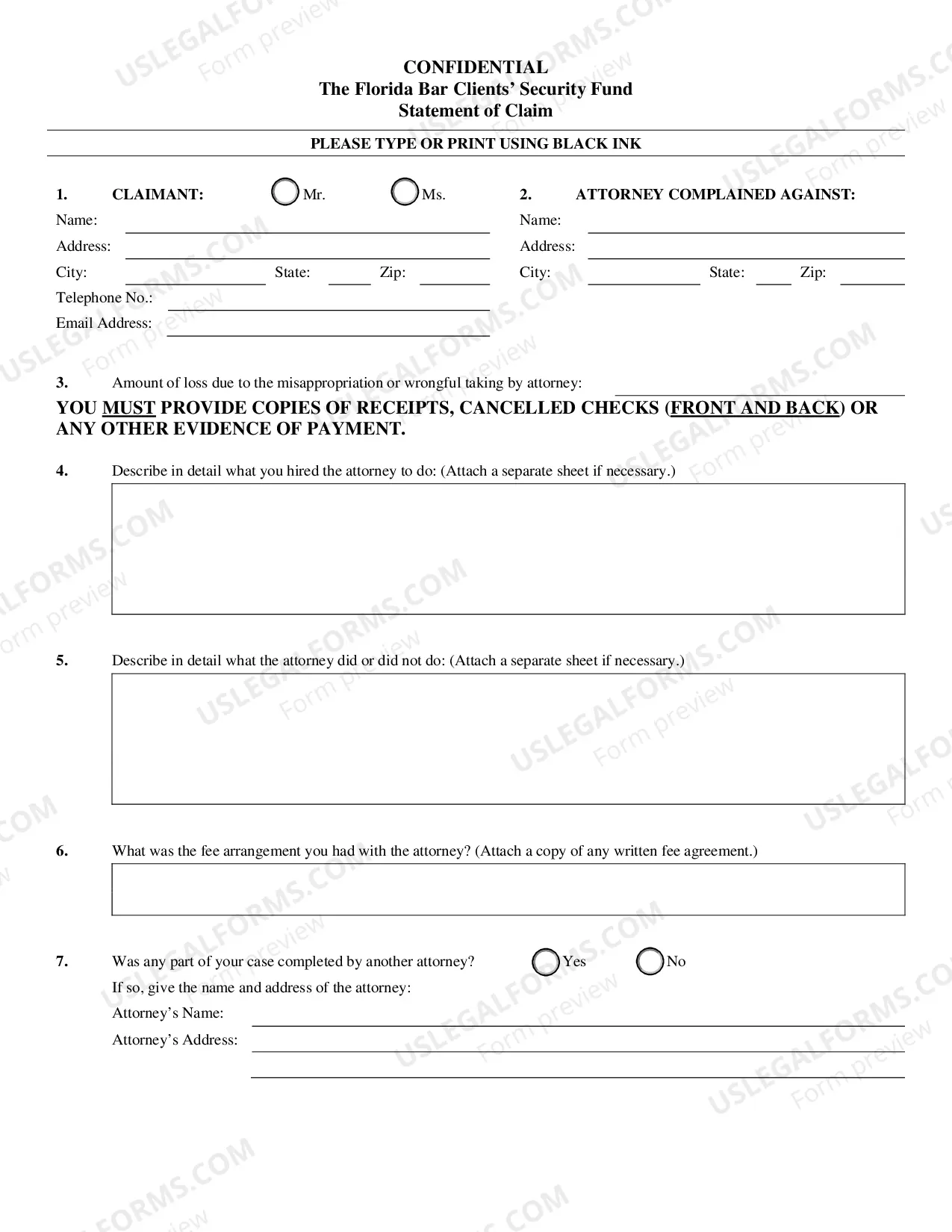 Preview Statement of Claim (Clients Security Fund)