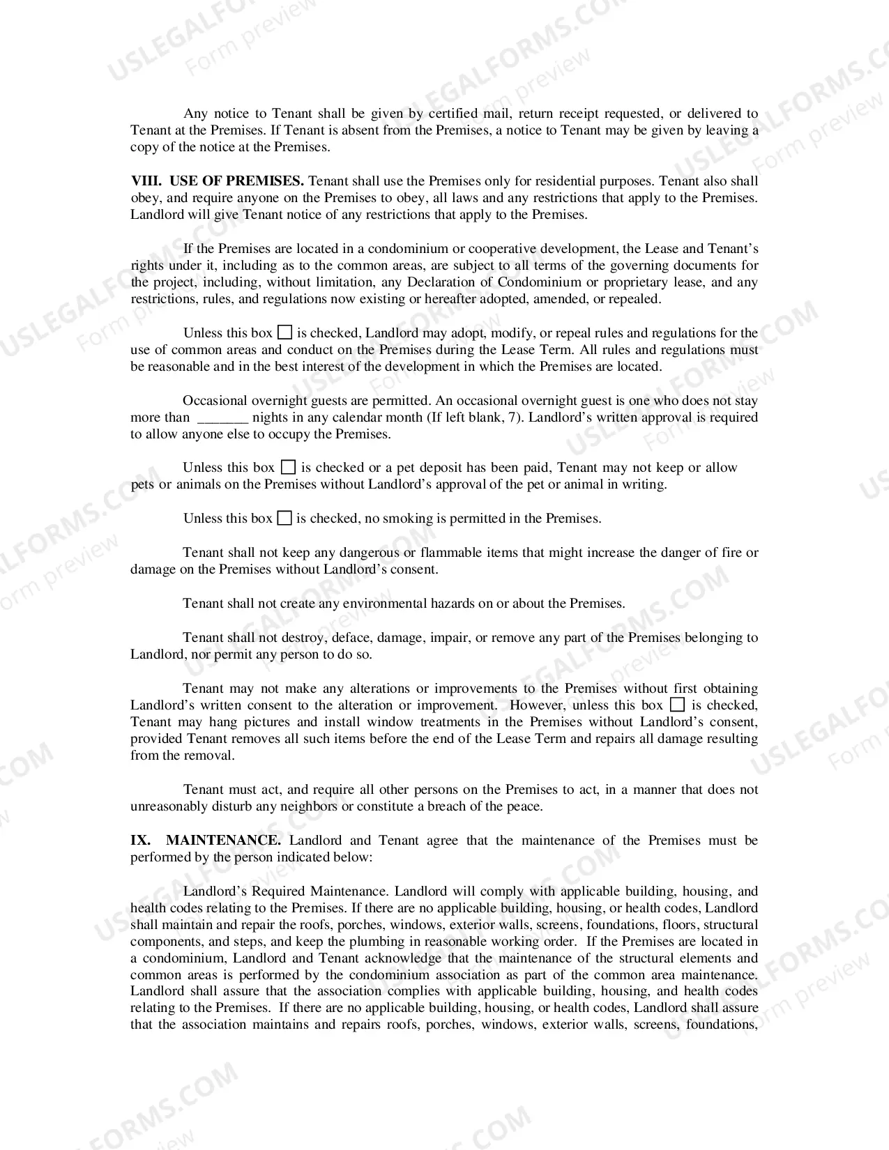 Preview Residential Lease For Apartment-Unit In Multi-Family Rental Housing