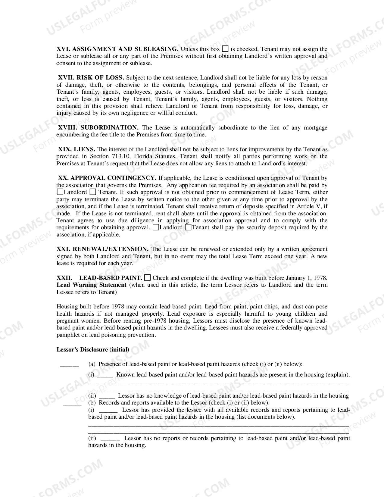 Preview Residential Lease For Apartment-Unit In Multi-Family Rental Housing