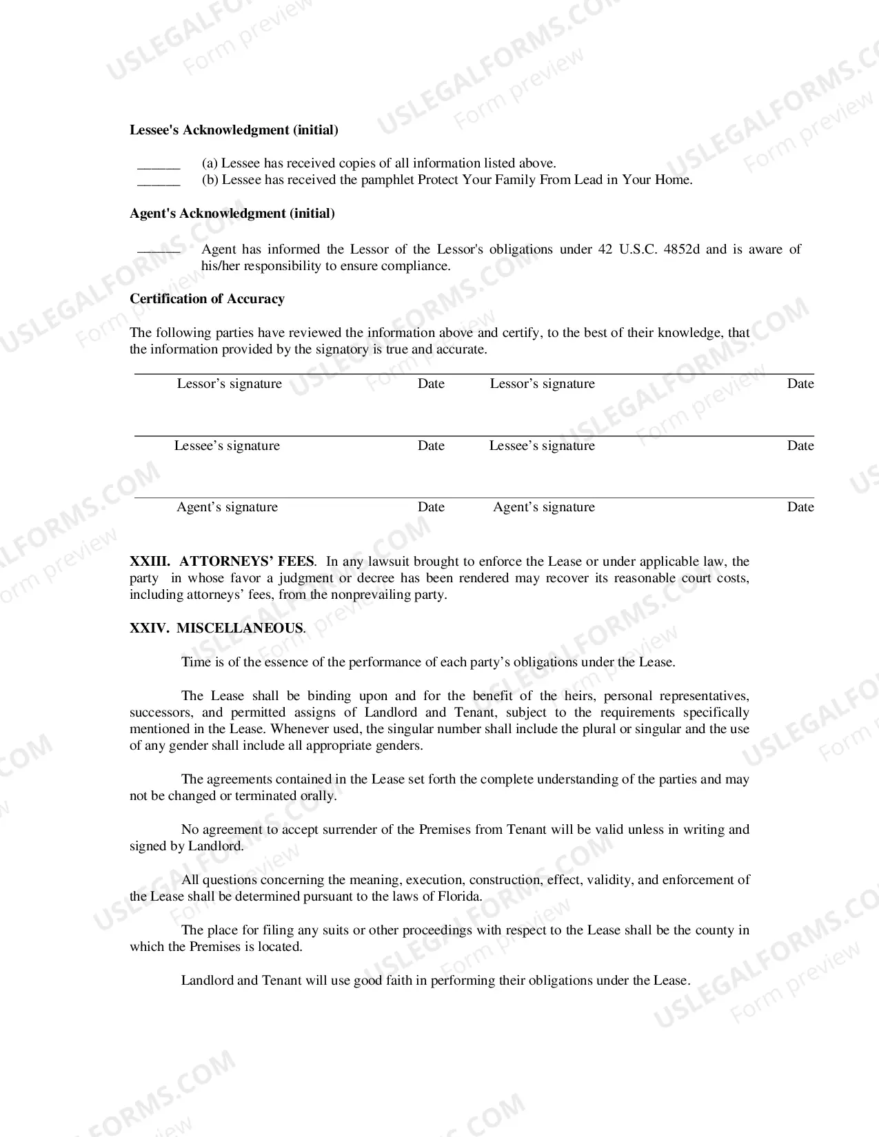 Preview Residential Lease For Apartment-Unit In Multi-Family Rental Housing