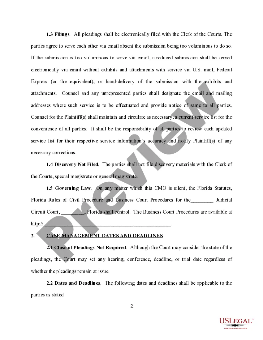 Preview Complex Construction Case Management Order