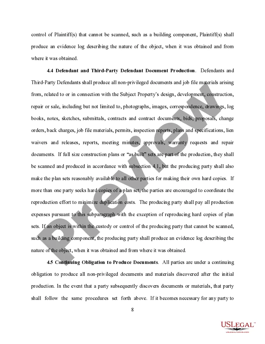 Preview Complex Construction Case Management Order