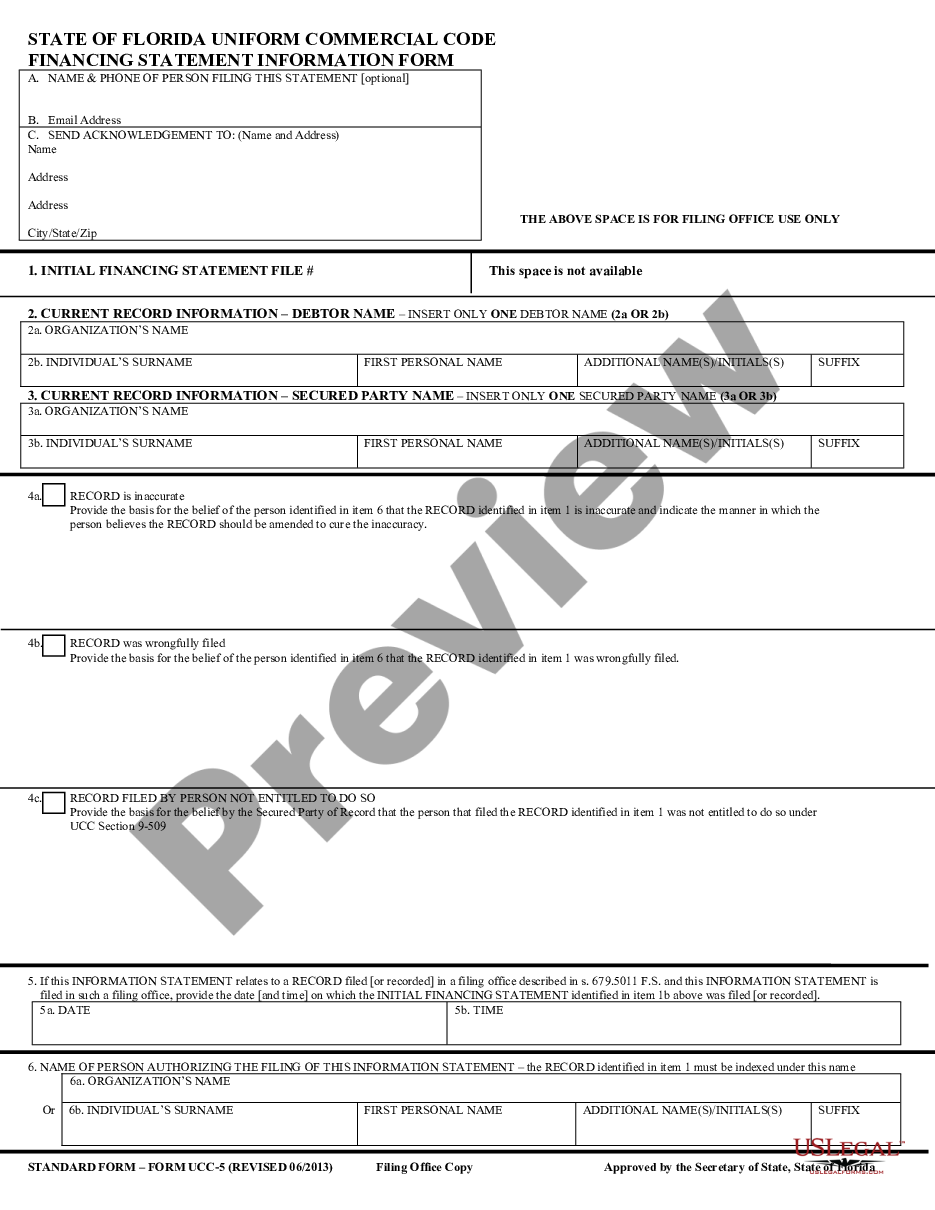 Florida UCC5 Correction Statement US Legal Forms