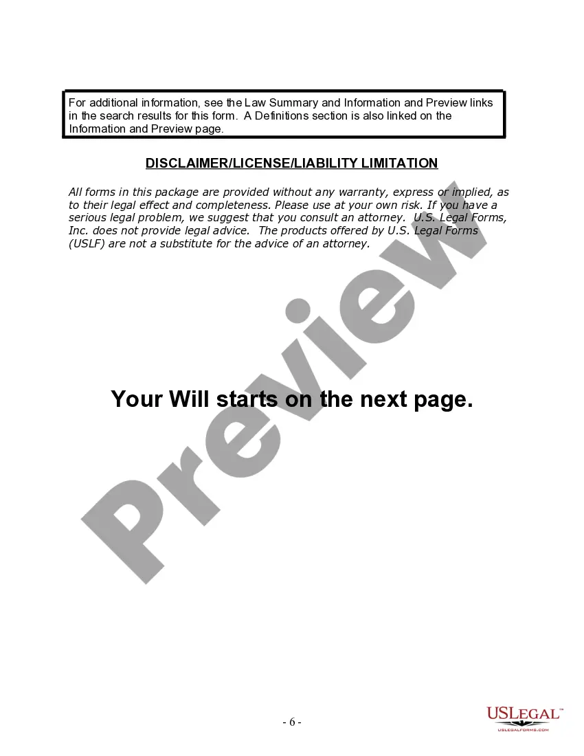 Preview Last Will and Testament for a Single Person with Minor Children