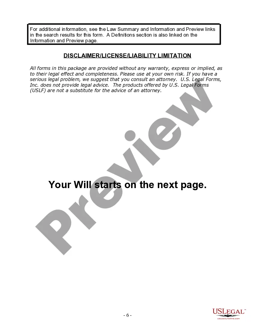 Preview Last Will and Testament for Single Person with Adult and Minor Children