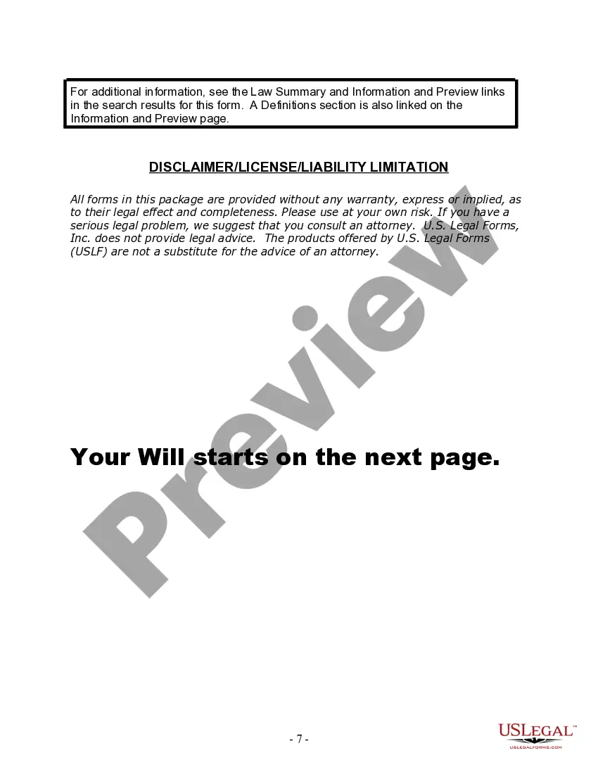 Preview Last Will and Testament for Single Person with Adult Children