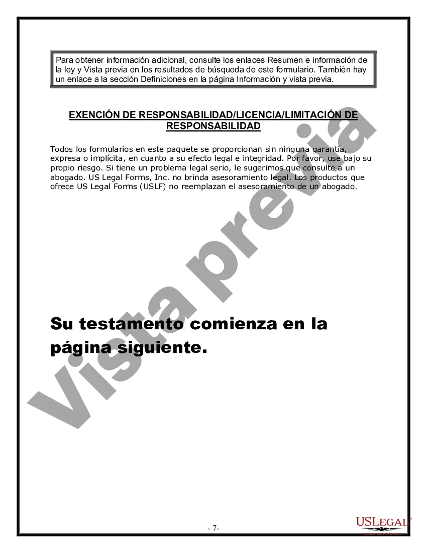 Preview Formulario de última voluntad y testamento legal para una persona casada con hijos adultos de un matrimonio anterior