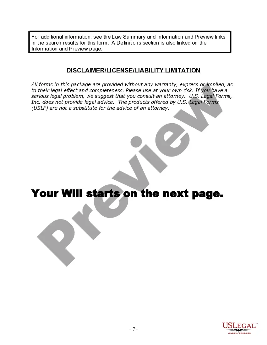 Preview Last Will and Testament for Married person with Adult Children from Prior Marriage