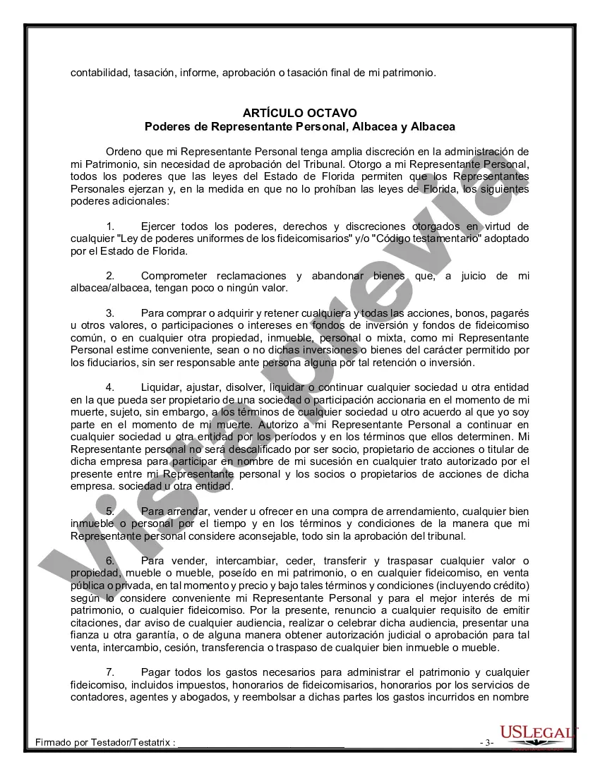 Preview Formulario de última voluntad y testamento legal para personas divorciadas que no se han vuelto a casar y no tienen hijos