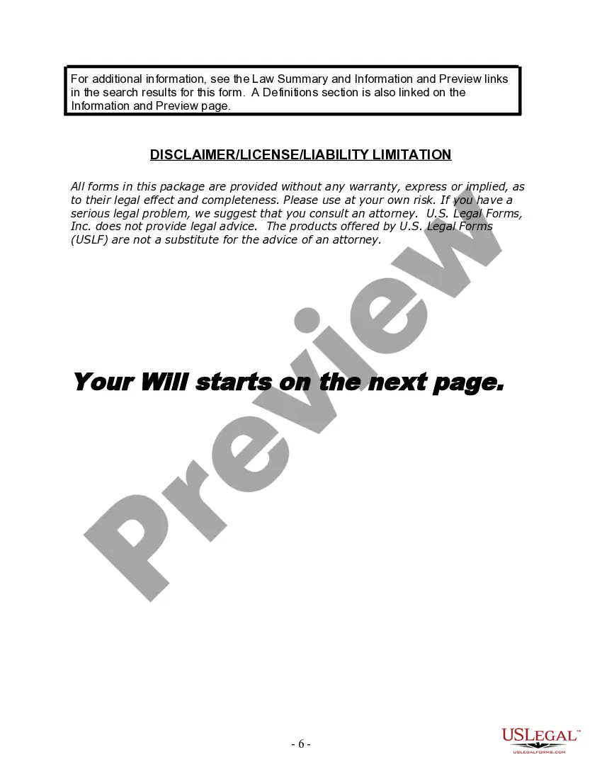 Preview Last Will and Testament for Divorced Person Not Remarried with No Children