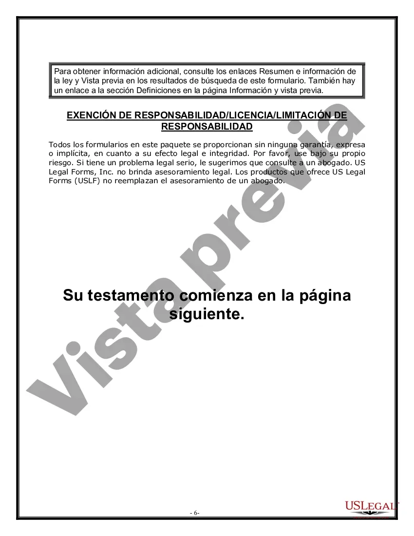 Preview Formulario de última voluntad y testamento legal para persona casada con hijos adultos